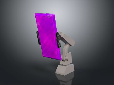 Purple Building Block Display Model With Gray Stand Supporting Structure 3d model