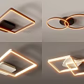 Modern Minimalist Geometric Ceiling Lights with Square Circular Rings and Warm Light Glow