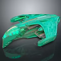 Futuristic Green Cosmic Spaceship 3D Model With Advanced Sleek Transparent Structure