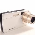 7.2 Mega Pixels Digital Camera With White And Gold Body And Detachable Lens