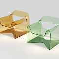 Modern Acrylic Transparent Orange And Green Single Sofa With Minimalist Design