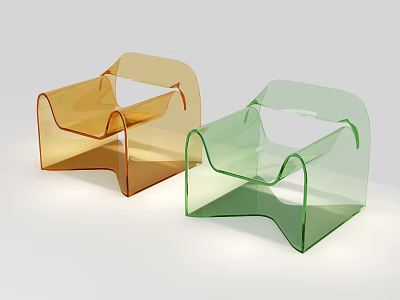 Modern Acrylic Transparent Orange And Green Single Sofa With Minimalist Design 3d model