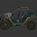Off Road Vehicle Open Cockpit With Large Tires And Top Mounted Equipment