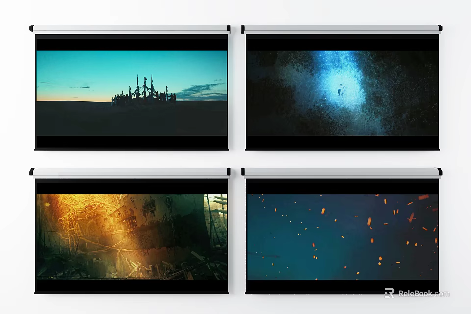 Projection Monitoring Real Time Display Of Diverse Scene Visuals On Multiple Screens 3d model 