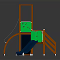 Colorful Outdoor Playground Equipment With Wooden Frames Green Blue Slides And Multi Level Climbing Platforms