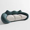 Three Seater Sofa With Teal Curved Frame And Cream Cushions Modern Design