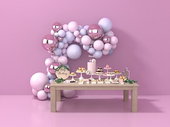 Modern Meichen Balloon Dessert Table 3d model