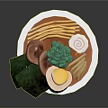Delicious Ramen Bowl with Noodles Seaweed Soft Boiled Egg Chashu Pork and Vegetables