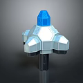 Mechanical Equipment With Blue Hexagonal Top And Silver Gray Structure On Black Pole