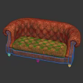 Vintage Brown Leather Chesterfield Sofa With Tufted Diamond Pattern And Curved Arms