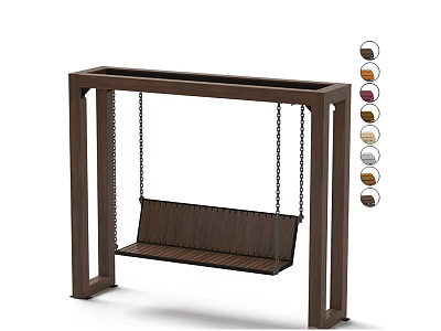 Wooden Playground Swing Equipment with Frame and Multiple Color Options 3d model