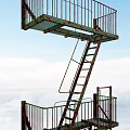 INDUSTRIAL LOFT STAIRS OUTDOOR CORROSION STAIRS 3d model