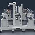 Industrial Robotic Arm Welding Metal Components With Sparks In Factory Setting