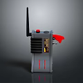 Modern Gray Wireless Doorbell Device With Black Antenna Red Button And Handle 3d model