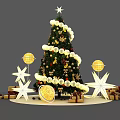 Festive Christmas Tree Decorated With String Lights Star Ornaments And Gift Boxes 3d model