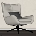 Modern White Leather Leisure Chair With Gray Cushion And Black Metal Base