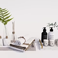 Stylish Bathroom Accessories With Plants Aromatherapy Towels Soap Dispensers And Candles