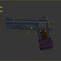 3D Modeled Weapon Pistol With Blue Body Purple Grip And Red Accents Design