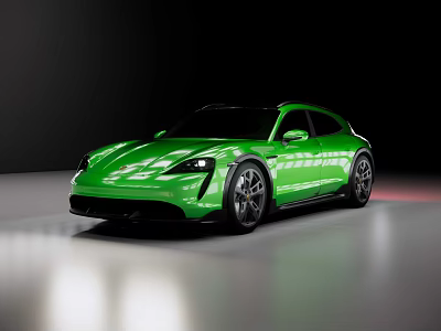 Green Sports Car With Sleek Design Shiny Exterior And Black Wheels 3d model