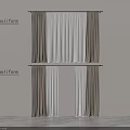 Modern Double Layer Brown And White Window Curtains With Soft Fabric Design 3d model