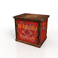 Red Pirate Themed Treasure Chest Storage Box with Wooden Frame and Decorative Text