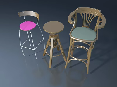 Stool Chair Wooden Stool 3d model