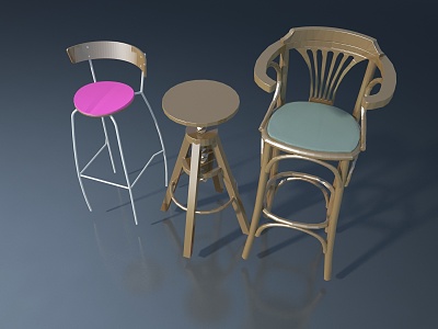 Stool Chair Wooden Stool 3d model