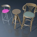 Stool Chair Wooden Stool 3d model