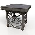 Sturdy Industrial Metal Platform With Square Top And Crossed Frame Structure