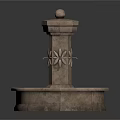 Stone Fountain With Round Top Sphere And Carved Octagonal Basin Design