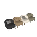 Beige Accent Chair With Chenille Fabric Black And White Houndstooth Pillow Wooden Legs Modern Design