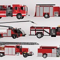 Fire truck rescue vehicle train fighting 3d model