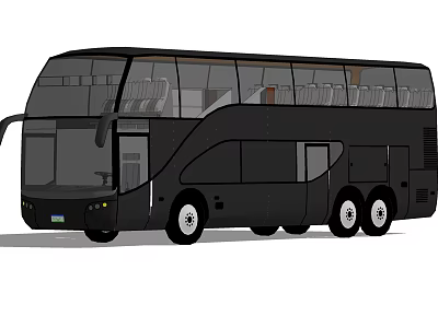 Black Modern Double Decker Bus With Large Windows And Comfortable Seats 3d model