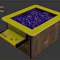 Kids Interactive Game Table With Yellow Border Blue Maze Area Wooden Cabinet And Control Buttons