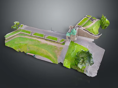 Cartoon Scene Featuring Castle Green Grass Path And Trees Landscape Design 3d model