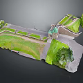 Cartoon Scene Featuring Castle Green Grass Path And Trees Landscape Design
