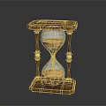 Vintage Hourglass With Wooden Frame Square Base Glass Bulbs And Golden Accent Pillars