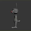 3D Animated Rabbit Character With Grey Body Red Ears And Red Nose Standing Pose