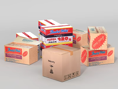 Juice Juice Pack 390 Cartons With Lychee And Chicken Flavors Stacked 3d model