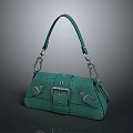 Stylish Green Handbag With Textured Surface And Metal Buckle Design Details