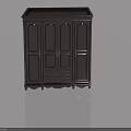 Classic Black Wooden Storage Cabinet With Hinged Doors Metal Handles And Decorative Base
