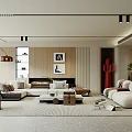 Modern Living Room Log Sofa Combination Sofa Background Wall 3d model