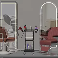 Contemporary Hair Salon Interior With Barber Chairs Styling Tools And Mirrors
