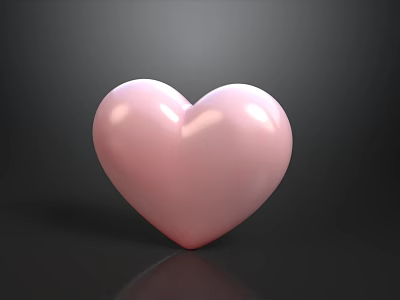 Pink Heart Shaped Ornament Decoration Set With Shiny Surface For Home Decor 3d model