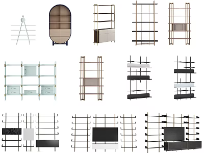Modern Versatile Shelving Units Featuring Diverse Designs And Storage Solutions 3d model