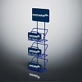 Blue Metal Frame Display Rack With Multiple Shelves For Product 3d model