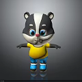 Cute 3D Badger Cartoon Character With Yellow Shirt Blue Pants Big Eyes And Red Nose
