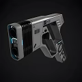 Futuristic Sci Fi Pistol With Modern Silver Design And Blue Light Features 3d model
