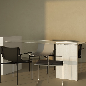 Modern Dining Table and Chair Combination 3d model