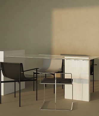 Modern Dining Table and Chair Combination 3d model